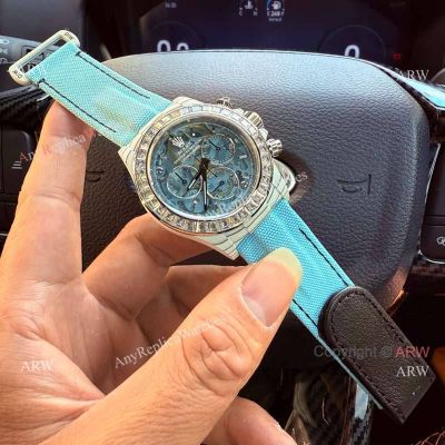 TW Factory Rolex Daytona 40*12.4mm Dandong 4802 Movement Carbon Fiber Case Blue Fabric Band Watch